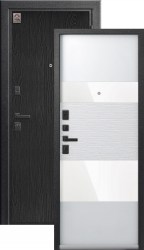 LUX-8 Серый муар+Распил графит/Софт белый+Софт ясень белый+светлое стекло